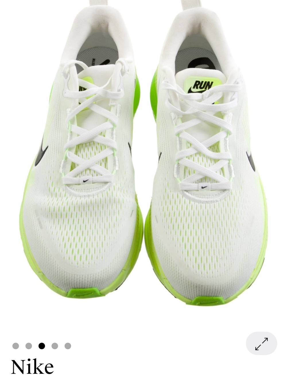 Nike Men's White and Neon Green Lightweight Running Sneakers vomero 18